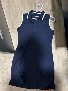 Callaway Navy Sleeveless Polo Dress with White Trim